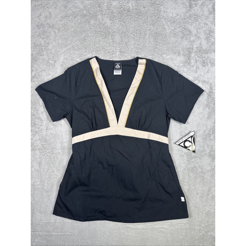 Cherokee Studio Scrub Top Size Small Black‎ Scrub